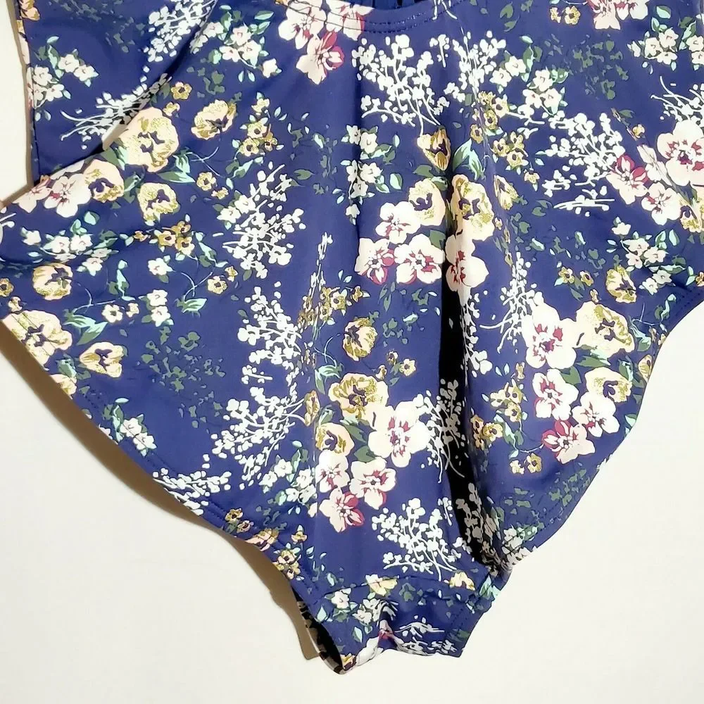 Ambrielle Womens One Piece Swimsuit Sz‎ S Bathing Suit Blue Floral Style M2JA03M